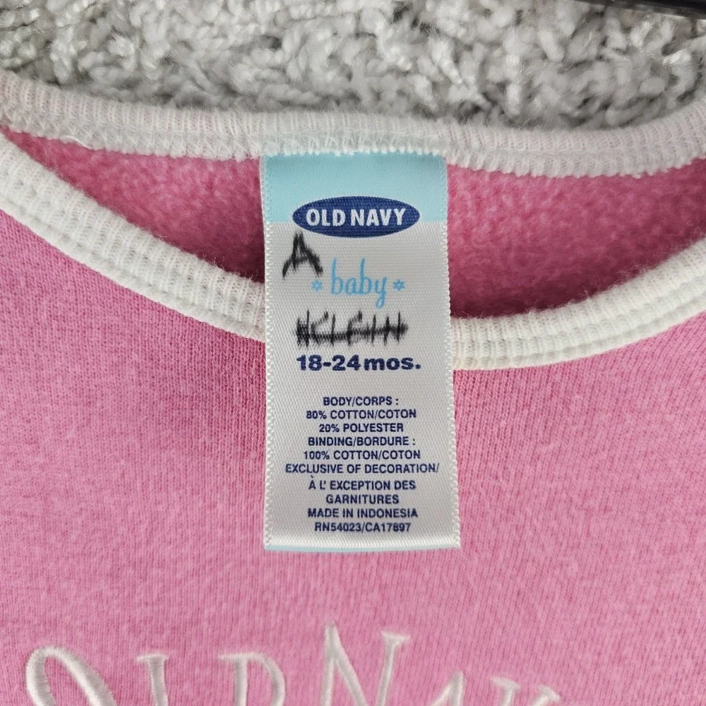 Vintage Y2K Old Navy‎ Pink Baby Girls One Piece 18-24 Months Embroidered